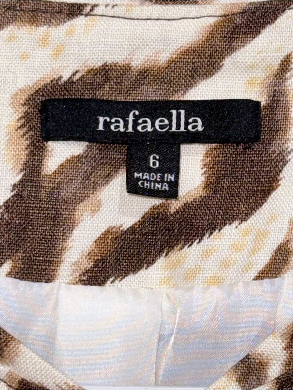 Rafaella Zebra Print 100% Linen Jacket Blazer Size 6 EUC - Picture 3 of 5